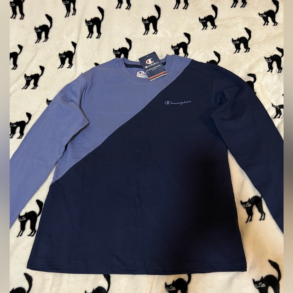 Champion Blue Long Sleeve Shirt New With Tags NWT Size  (S)Athletic